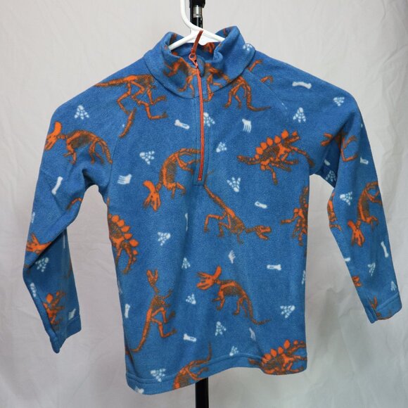 Kids Mountain Warehouse Blue and Red Dinosaur Fleece Half-Zip Sweater 5-6 - Picture 1 of 6
